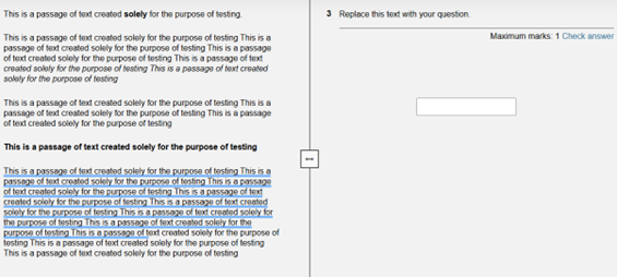 Screenshot of the highlighting option in use for Inspera